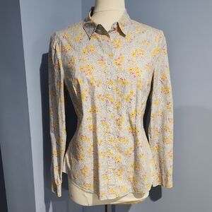 Boden classic shirt floral polka dot button up Size 10
